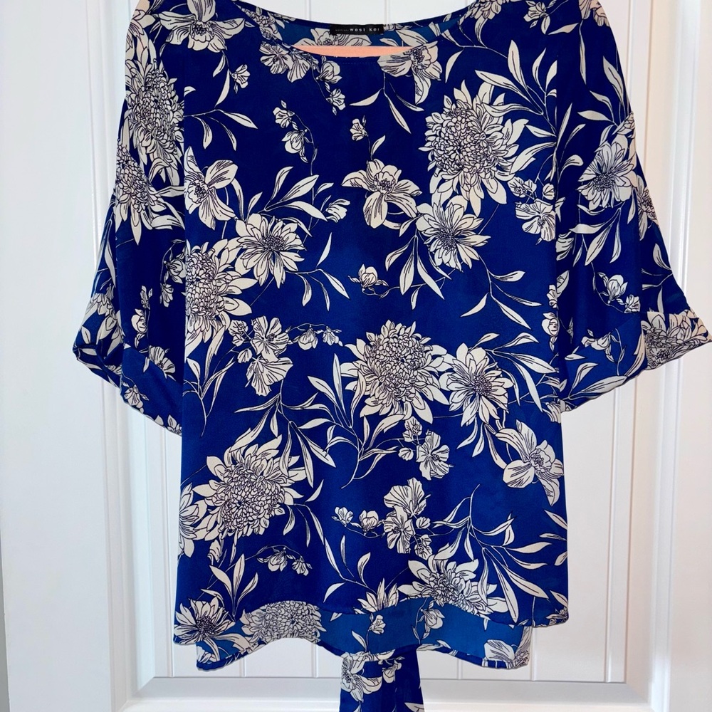 West Kei Navy and White Floral Blouse